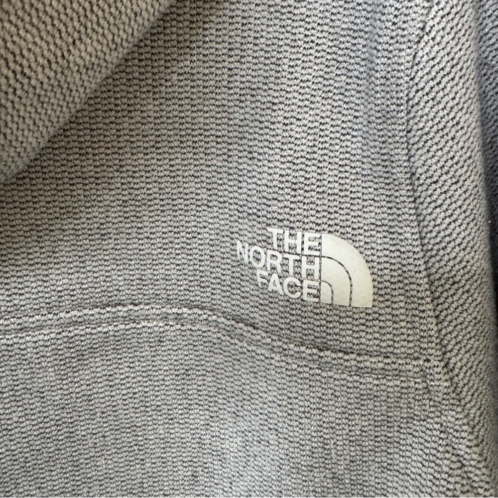 North Face Gray Button-Up Hoodie Light Grey Heather Collar Snaps Sweatshirt S/M - Picture 5 of 12